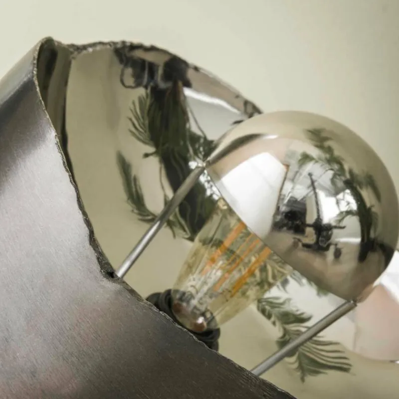 hofstein Lampe de table Mirror Nickel mat, Noir, 1 lumière* Lampes À Poser