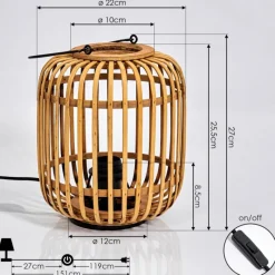 Style Boho-Chic-hofstein Lampe de table Mongolei Noir, 1 lumière