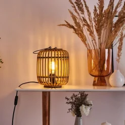 Style Boho-Chic-hofstein Lampe de table Mongolei Noir, 1 lumière