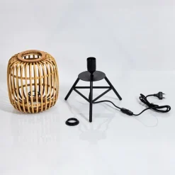 Style Boho-Chic-hofstein Lampe de table Mongolei Noir, 1 lumière