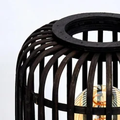 Style Boho-Chic-hofstein Lampe de table Mongolei Noir, 1 lumière