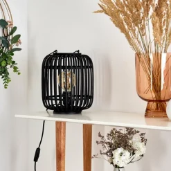 Style Boho-Chic-hofstein Lampe de table Mongolei Noir, 1 lumière