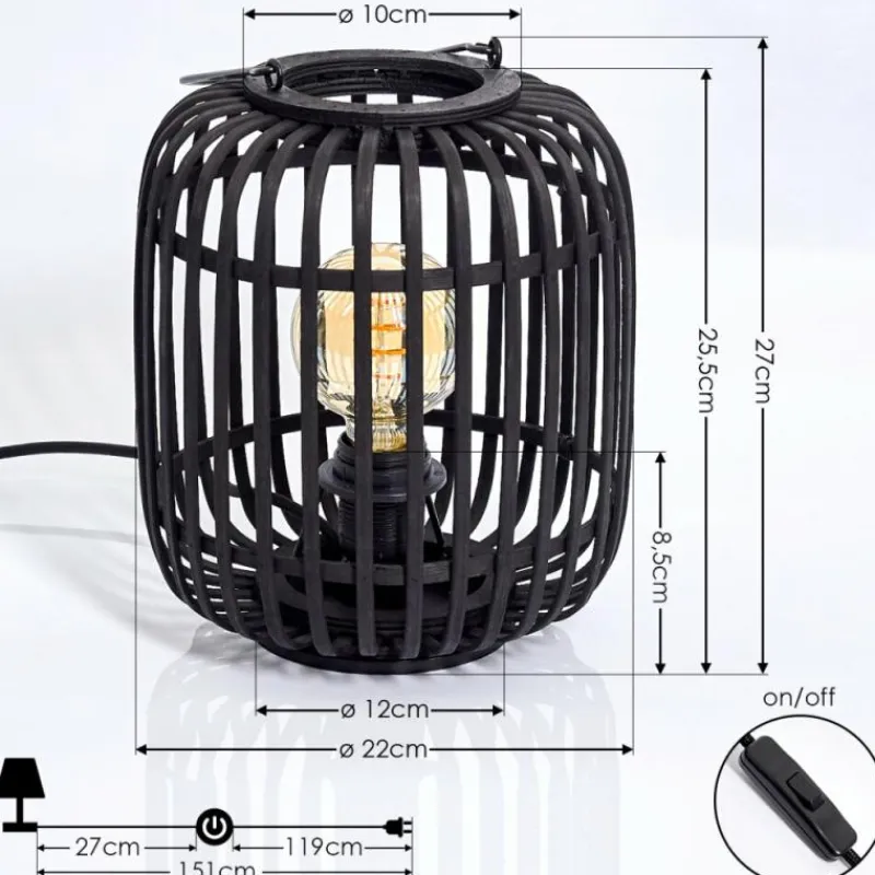 Style Boho-Chic-hofstein Lampe de table Mongolei Noir, 1 lumière