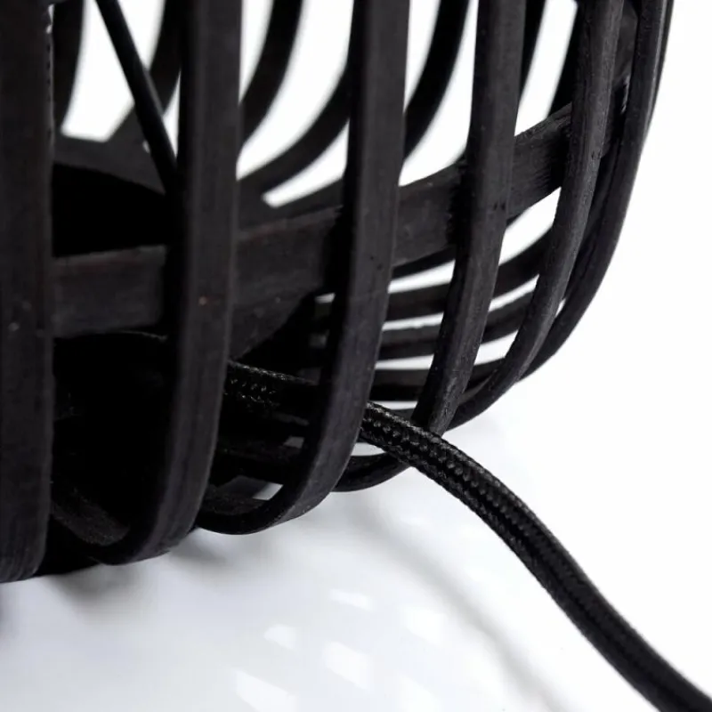 Style Boho-Chic-hofstein Lampe de table Mongolei Noir, 1 lumière