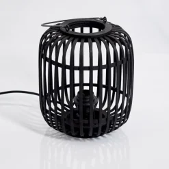 Style Boho-Chic-hofstein Lampe de table Mongolei Noir, 1 lumière