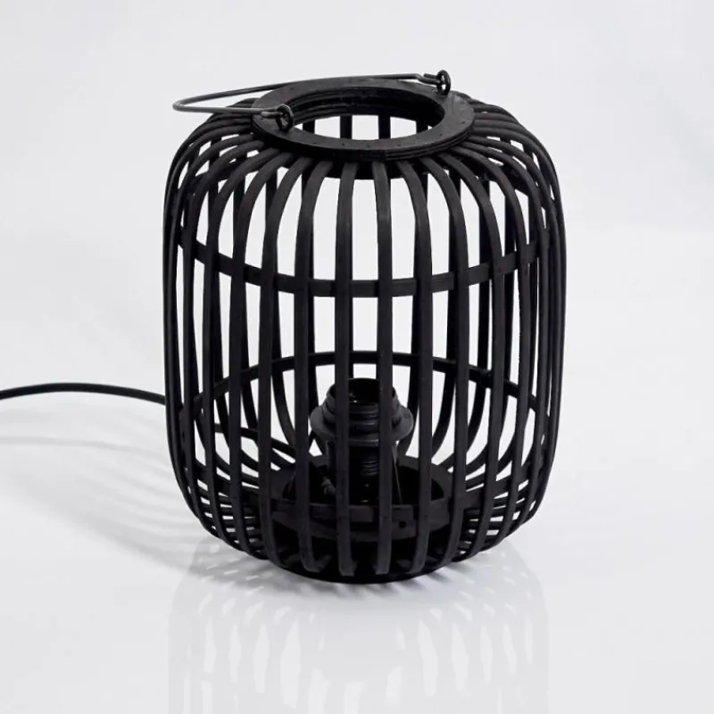 Style Boho-Chic-hofstein Lampe de table Mongolei Noir, 1 lumière