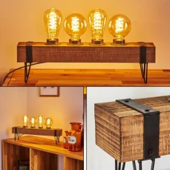 Lampes Vintages & Rétros-hofstein Lampe de table Montgomery Bois clair, Noir, 4 lumières