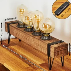 Lampes Vintages & Rétros-hofstein Lampe de table Montgomery Bois clair, Noir, 4 lumières