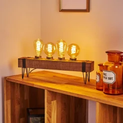 Lampes Vintages & Rétros-hofstein Lampe de table Montgomery Bois clair, Noir, 4 lumières