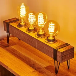 Lampes Vintages & Rétros-hofstein Lampe de table Montgomery Bois clair, Noir, 4 lumières