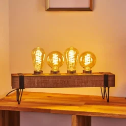 Lampes Vintages & Rétros-hofstein Lampe de table Montgomery Bois clair, Noir, 4 lumières