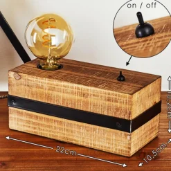 Lampes Industrielles-hofstein Lampe de table Montgomery Bois foncé, Noir, 1 lumière