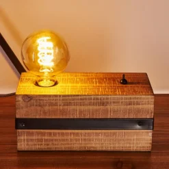 Lampes Industrielles-hofstein Lampe de table Montgomery Bois foncé, Noir, 1 lumière