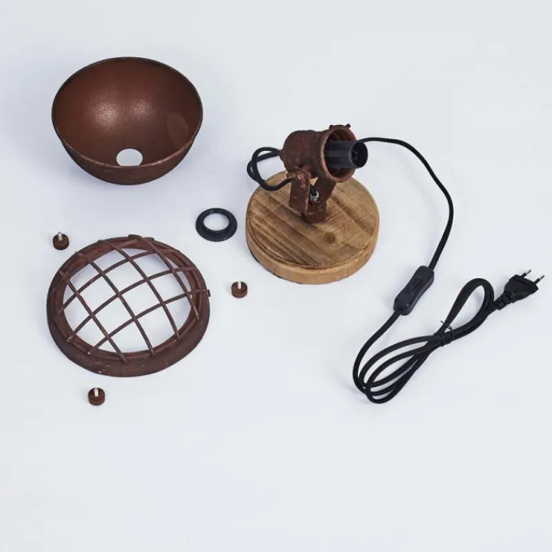 Lampes Industrielles-hofstein Lampe de table Onsala Bois foncé, Rouille, 1 lumière