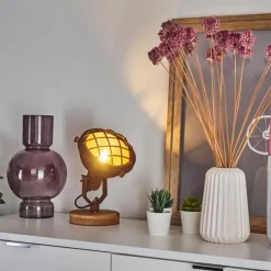 Lampes Industrielles-hofstein Lampe de table Onsala Bois foncé, Rouille, 1 lumière