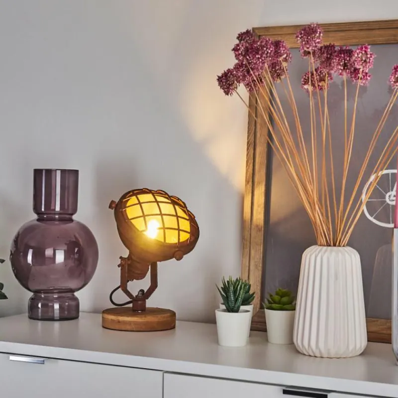 Lampes Industrielles-hofstein Lampe de table Onsala Bois foncé, Rouille, 1 lumière