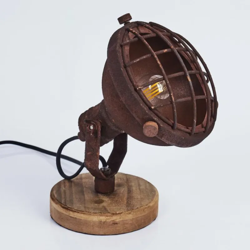 Lampes Industrielles-hofstein Lampe de table Onsala Bois foncé, Rouille, 1 lumière