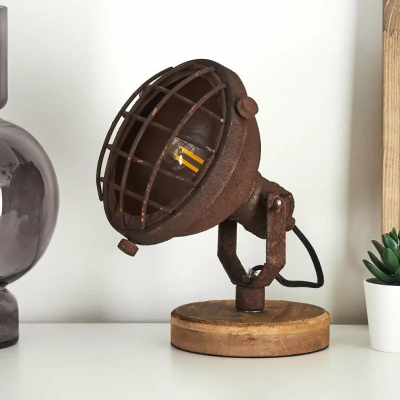 Lampes Industrielles-hofstein Lampe de table Onsala Bois foncé, Rouille, 1 lumière
