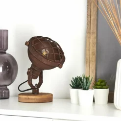 Lampes Industrielles-hofstein Lampe de table Onsala Bois foncé, Rouille, 1 lumière