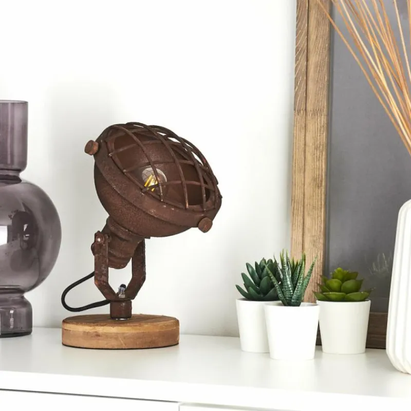 Lampes Industrielles-hofstein Lampe de table Onsala Bois foncé, Rouille, 1 lumière