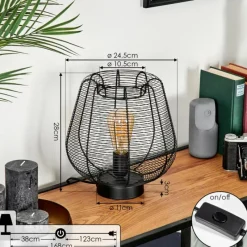 Lampes Industrielles-hofstein Lampe de table Oravi Noir, 1 lumière