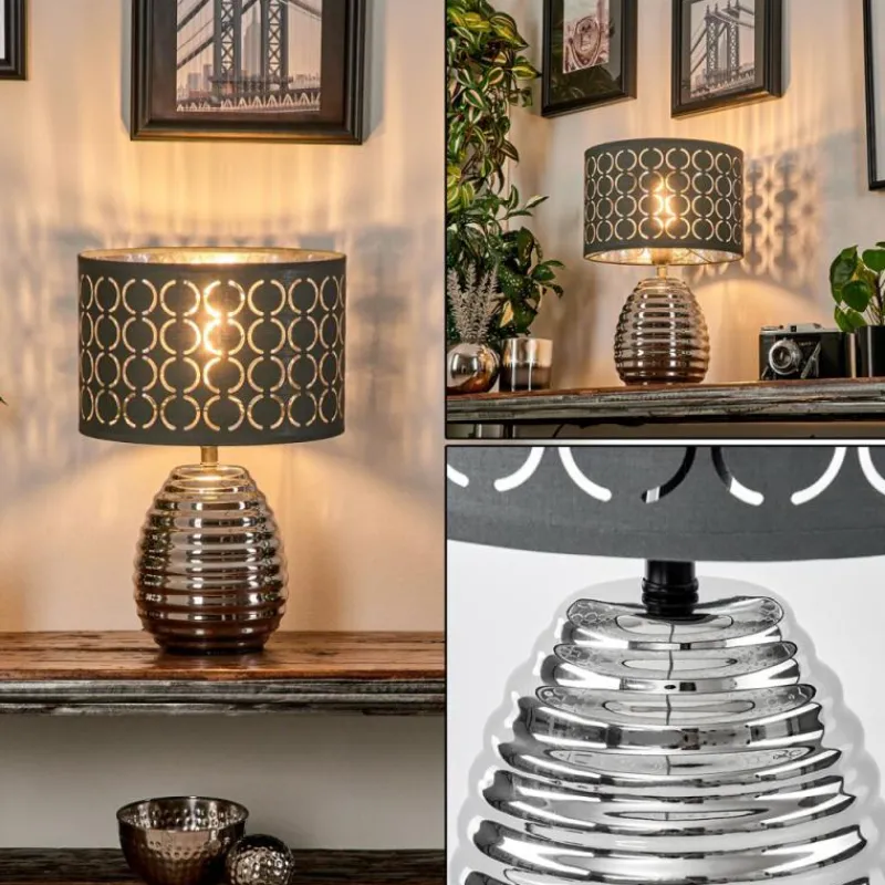 Lampes En Tissu-hofstein Lampe de table Osorno Chrome, Noir, 1 lumière