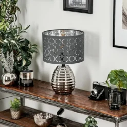 Lampes En Tissu-hofstein Lampe de table Osorno Chrome, Noir, 1 lumière