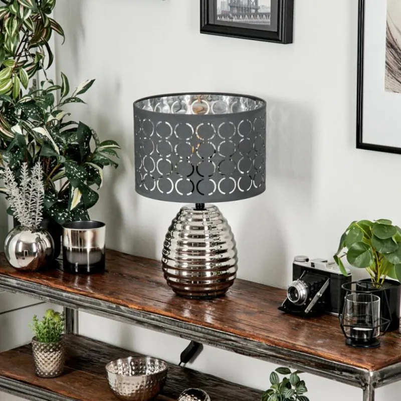 Lampes En Tissu-hofstein Lampe de table Osorno Chrome, Noir, 1 lumière