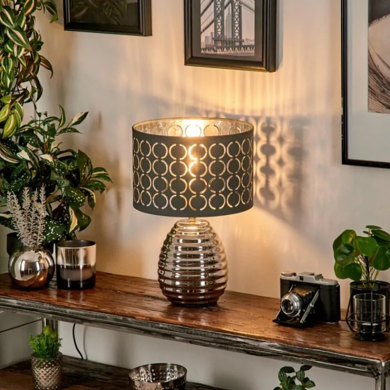 Lampes En Tissu-hofstein Lampe de table Osorno Chrome, Noir, 1 lumière