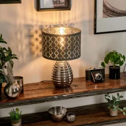 Lampes En Tissu-hofstein Lampe de table Osorno Chrome, Noir, 1 lumière