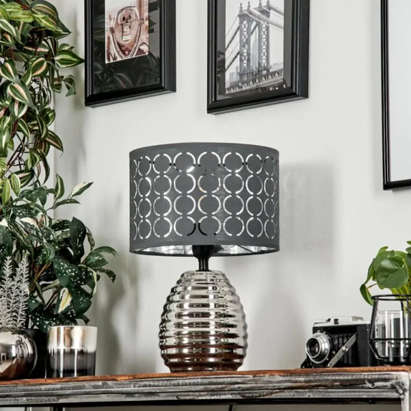 Lampes En Tissu-hofstein Lampe de table Osorno Chrome, Noir, 1 lumière