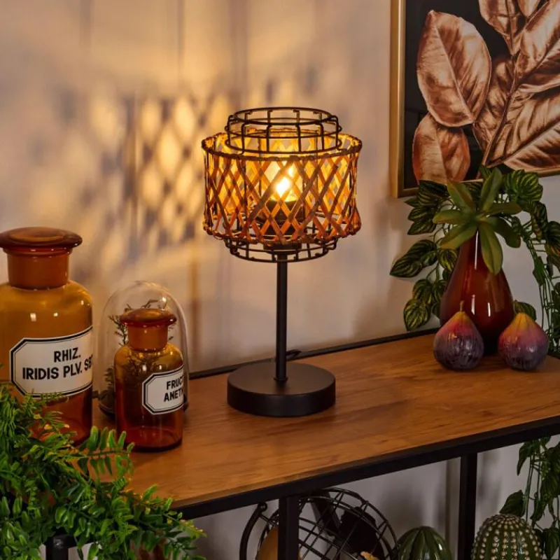 Style Boho-Chic-hofstein Lampe de table Otta Noir, 1 lumière