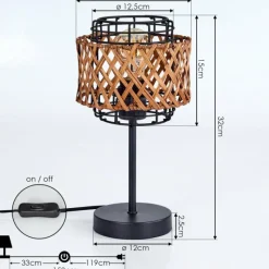 Style Boho-Chic-hofstein Lampe de table Otta Noir, 1 lumière