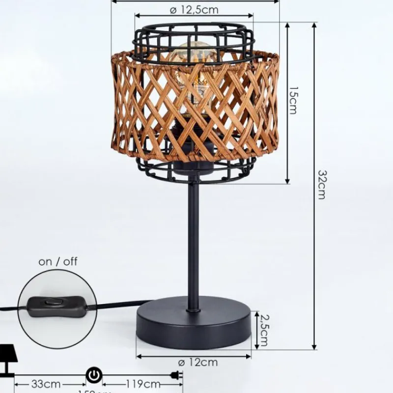 Style Boho-Chic-hofstein Lampe de table Otta Noir, 1 lumière