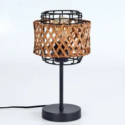 Style Boho-Chic-hofstein Lampe de table Otta Noir, 1 lumière