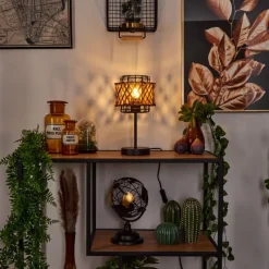 Style Boho-Chic-hofstein Lampe de table Otta Noir, 1 lumière
