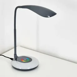 hofstein Lampe de table Paphos LED Noir, 1 lumière, Changeur de couleurs