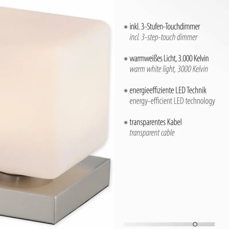 Luminaires Paul Neuhaus Lampe de table Paul Neuhaus DADOA LED Acier brossé, 1 lumière