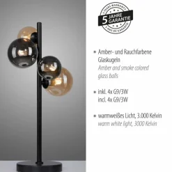 Suspension Verre Fumé-Luminaires Paul Neuhaus Lampe de table Paul-Neuhaus POPSICLE LED Noir, 4 lumières