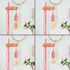 Lampes Vintages & Rétros-hofstein Lampe de table Picmy Écru, Rose, 1 lumière