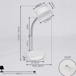 hofstein Lampe de table Pineda LED Chrome, Blanc, 1 lumière