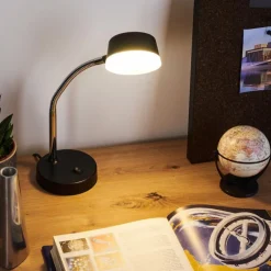 hofstein Lampe de table Pineda LED Chrome, Noir, 1 lumière