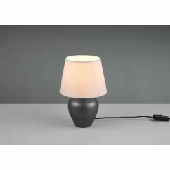 Lampes En Tissu-Luminaires Reality Lampe de table Reality Abby Brun foncé, Nickel mat, 1 lumière