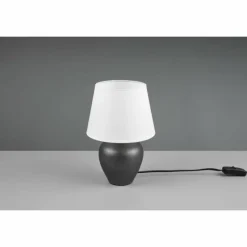 Lampes En Tissu-Luminaires Reality Lampe de table Reality Abby Brun foncé, Nickel mat, 1 lumière