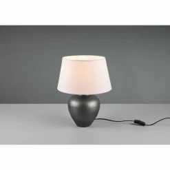 Lampes En Tissu-Luminaires Reality Lampe de table Reality Abby Brun foncé, Nickel mat, 1 lumière