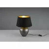 Lampes En Tissu-Luminaires Reality Lampe de table Reality Abby Brun foncé, Nickel mat, 1 lumière