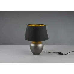 Lampes En Tissu-Luminaires Reality Lampe de table Reality Abby Brun foncé, Nickel mat, 1 lumière