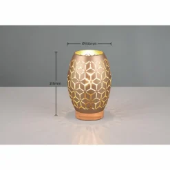 Lampes En Bois-Luminaires Reality Lampe de table Reality BIDAR Brun, Écru, 1 lumière