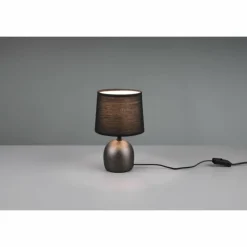 Lampes En Tissu-Luminaires Reality Lampe de table Reality Malu Brun foncé, Nickel mat, 1 lumière
