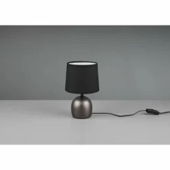 Lampes En Tissu-Luminaires Reality Lampe de table Reality Malu Brun foncé, Nickel mat, 1 lumière